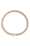 Nashelle Mother Of Pearl Initial Beaded Bracelet In Gold Fill E