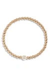 Nashelle Mother Of Pearl Initial Beaded Bracelet In Gold Fill H