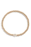 Nashelle Mother Of Pearl Initial Beaded Bracelet In Gold Fill K