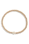 Nashelle Mother Of Pearl Initial Beaded Bracelet In Gold Fill M