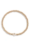 Nashelle Mother Of Pearl Initial Beaded Bracelet In Gold Fill Q
