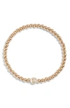 Nashelle Mother Of Pearl Initial Beaded Bracelet In Gold Fill U