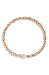 Nashelle Mother Of Pearl Initial Beaded Bracelet In Gold Fill W