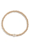 Nashelle Mother Of Pearl Initial Beaded Bracelet In Gold Fill Y