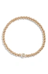 Nashelle Mother Of Pearl Initial Beaded Bracelet In Gold Fill Z