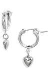 Nashelle Puffy Heart Drop Huggie Hoop Earrings In Metallic