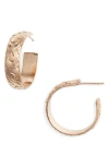 Nashelle Thick Flora Hoop Earrings In Gold