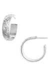 Nashelle Thick Flora Hoop Earrings In Silver
