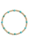 Nashelle Turquoise Stone & Bead Stretch Bracelet In Brown