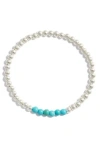 Nashelle Turquoise Stone & Bead Stretch Bracelet In Metallic