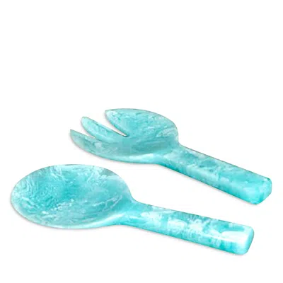 Nashi Jumbo Salad Servers, Set Of 2 In Aqua