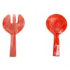 Nashi Short Handle Salad Serving Set In Apricot Swirl