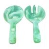 Nashi Short Handle Salad Serving Set In Mint Swirl