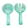 Nashi Short Handle Salad Serving Set In Yellow Swirl