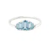 Nasi Silver Women's Aaliyah Baguette Ring- Blue Topaz, Silver In Blue
