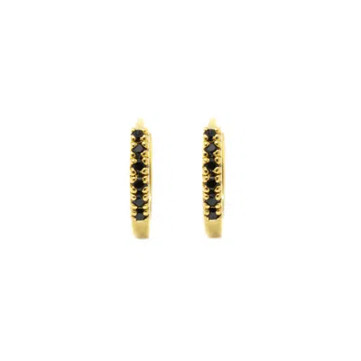 NASI SILVER WOMEN'S ADAYA HUGGIE HOOPS- BLACK SPINEL, GOLD