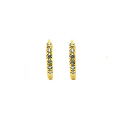 Nasi Silver Women's Adaya Huggie Hoops- Blue Topaz, Gold