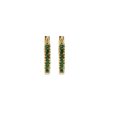 Nasi Silver Women's Adaya Huggie Hoops- Green Spinel, Gold
