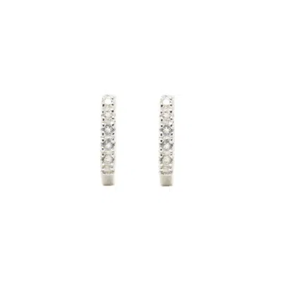 Nasi Silver Women's Adaya Huggie Hoops- White Topaz, Silver