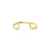 Nasi Silver Women's Adjustable Fishtail Ring- White Topaz, Gold In Gold