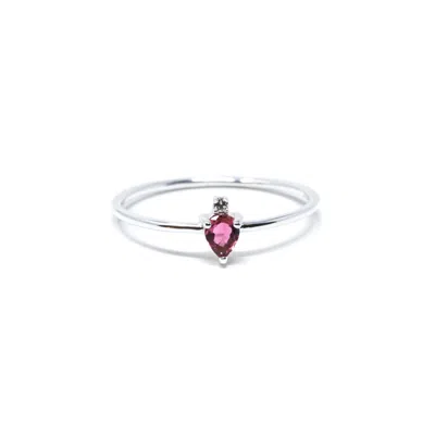 Nasi Silver Women's Atarah Ring- Pink Tourmaline, Silver In Multi
