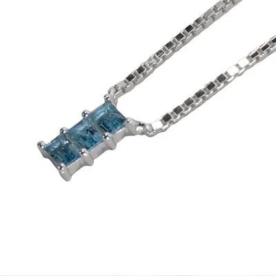 Nasi Silver Women's Baguette Nahar Necklace- Blue Topaz, Silver