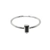 Nasi Silver Women's Black Baguette Level Ring- Onyx, Silver In Black