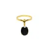 Nasi Silver Women's Black Crystalis Dancer Dangling Ring- Onyx, Gold In Gold