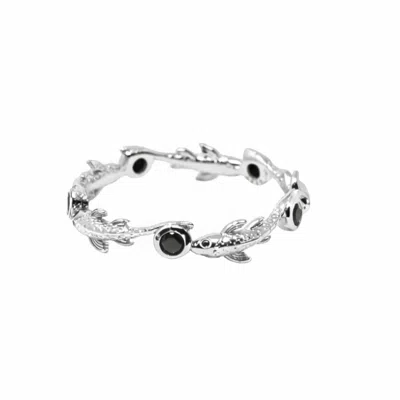 Nasi Silver Women's Black Eternity Neshama Fish Band- Onyx- Silver
