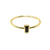 Nasi Silver Women's Black Level Baguette Ring- Onyx- Gold In Gold