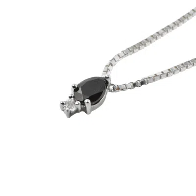 Nasi Silver Women's Black Pear Atarah Necklace- Onyx & White Topaz - Silver