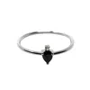 Nasi Silver Women's Black Pear Atarah Ring- Onyx & White Topaz, Silver In Silver