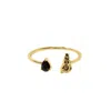 Nasi Silver Women's Black Shell Sedef Ring- Onyx, Gold In Burgundy