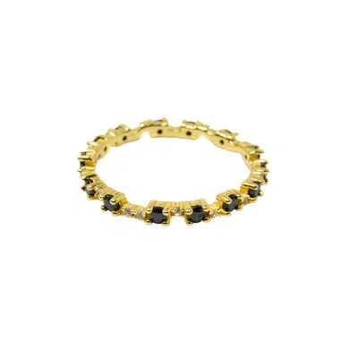 Nasi Silver Women's Black / White Nobody's Perfect Eternity Ring- Onyx & White Topaz, Gold In Multi