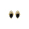 Nasi Silver Women's Black / White Pear Atarah Studs- Onyx & White Topaz- Gold In Multi