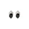 Nasi Silver Women's Black / White Pear Atarah Studs- Onyx & White Topaz, Silver In Metallic