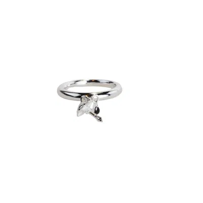 Nasi Silver Women's Black Wobbling Shroom Dangling Ring- Onyx, Silver