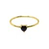 Nasi Silver Women's Black Yours Heart Ring- Onyx- Gold In Burgundy