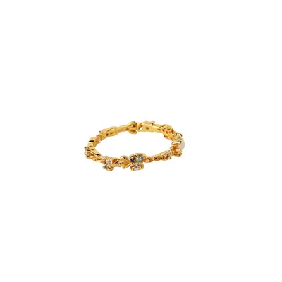 Nasi Silver Women's Blue / White Lilypad & Frog Eternity Ring- Ocean Edition, Gold