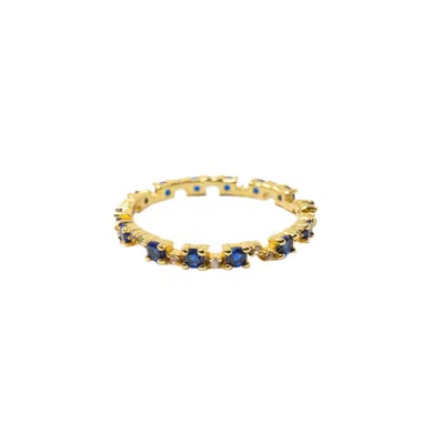 Nasi Silver Women's Blue / White Nobody's Perfect Eternity Ring- Blue Spinel & White Topaz, Gold In Multi