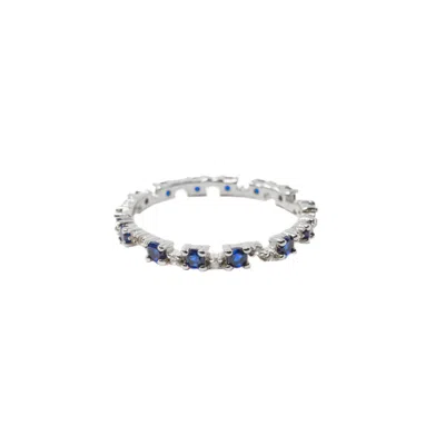 Nasi Silver Women's Blue / White Nobody's Perfect Eternity Ring- Blue Spinel & White Topaz, Silver In Metallic