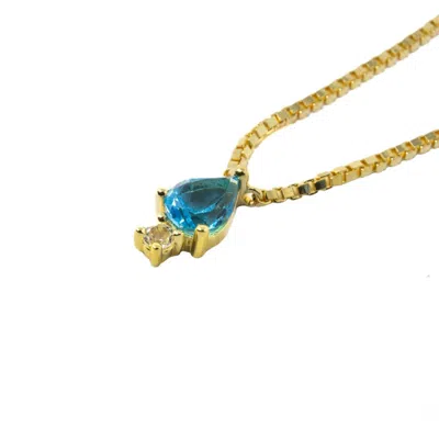 Nasi Silver Women's Blue / White Pear Atarah Necklace- Blue Topaz & White Topaz- Gold In Multi
