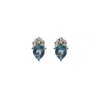 Nasi Silver Women's Blue / White Pear Atarah Studs- Blue Topaz & White Topaz, Silver In Blue