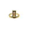 Nasi Silver Women's Brown Floating Bamboo Baguette Gemstone Ring- Smokey Quartz, Gold In Burgundy