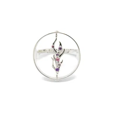 Nasi Silver Women's Coral Ring- Dusk Edition, Silver In Multi