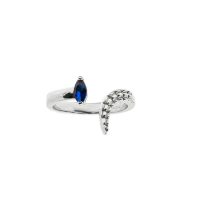Nasi Silver Women's Croctail Marquise Ring- Blue Spinel, Silver In Metallic