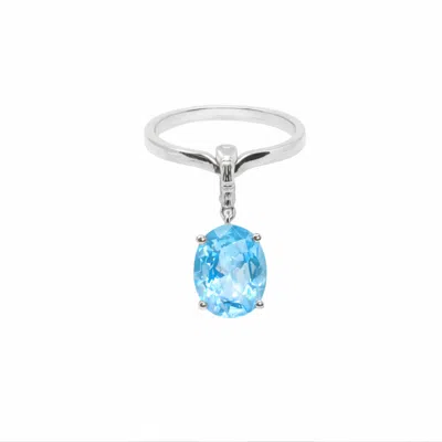 Nasi Silver Women's Crystalis Dancer Dangling Ring- Blue Topaz, Silver