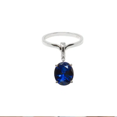 Nasi Silver Women's Crystalis Dancer Ring- Blue Spinel, Silver