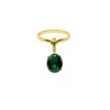 Nasi Silver Women's Crystalis Dancer Ring- Green Spinel, Gold In Gold