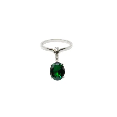Nasi Silver Women's Crystalis Dancer Ring- Green Spinel, Silver In Gold